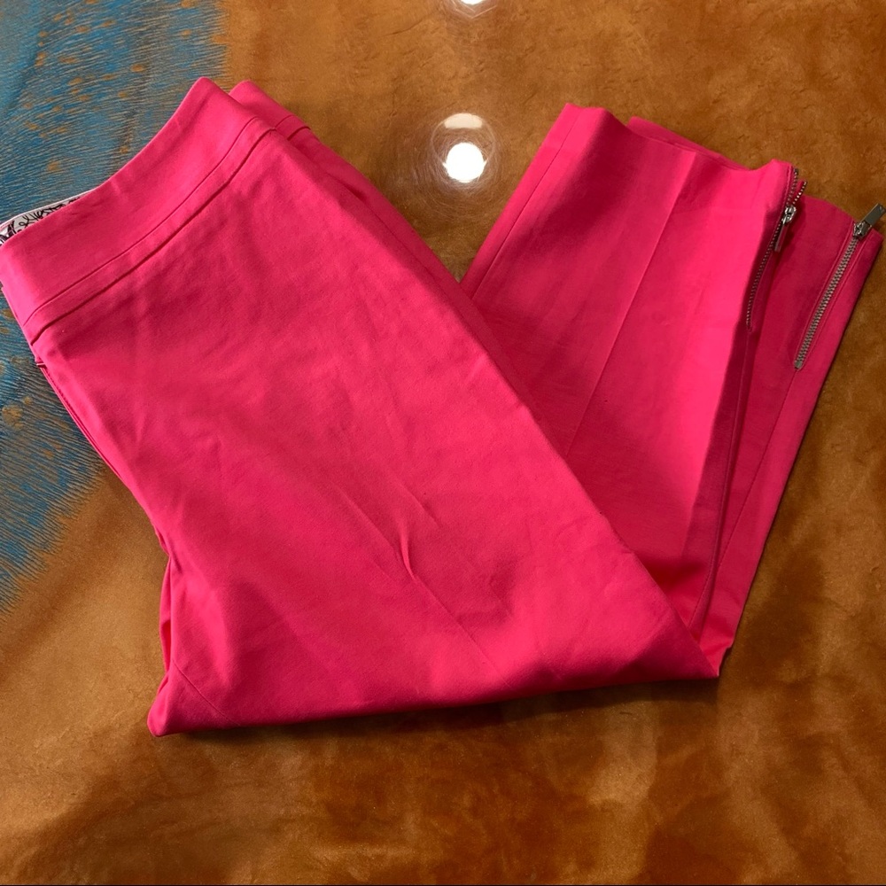 Peter Nygard Pink Cropped Pants Ankle Zippers 10 Petite